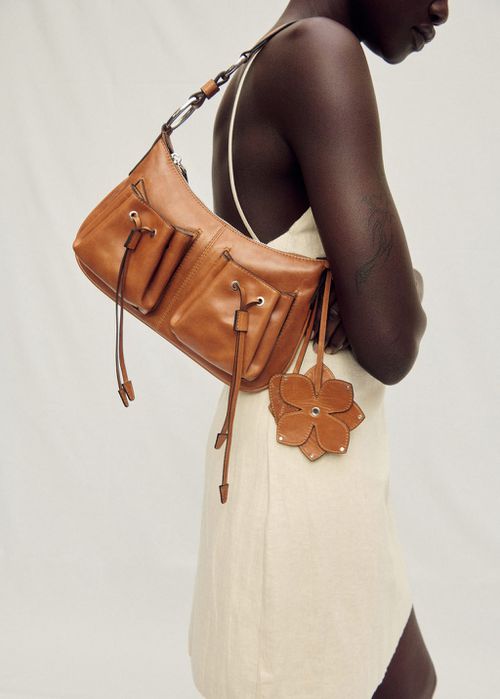 Leather shoulder bag with gathered pockets leather - Woman - One size - 