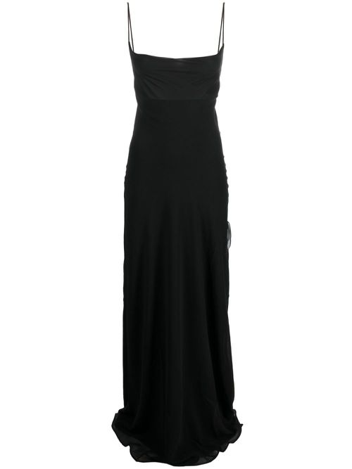 Open-back silk maxi slip dress - Black