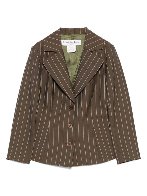 2000s pinstriped blazer - Brown
