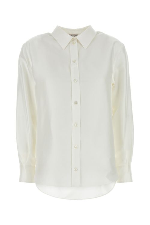 Crisp Cotton Button-Front Shirt — White