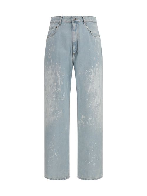 Splatter-Effect Jeans — Blue
