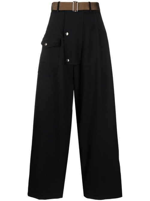 Wide-leg cargo trousers - Blue