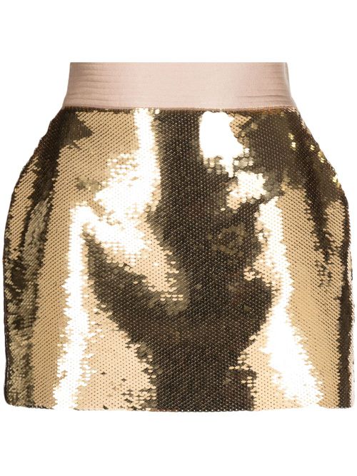 Sequin-embellished mini skirt - Gold