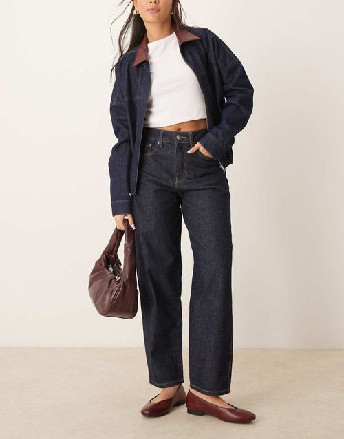 Gina Tricot barrel leg jeans in clean indigo blue rinse wash
