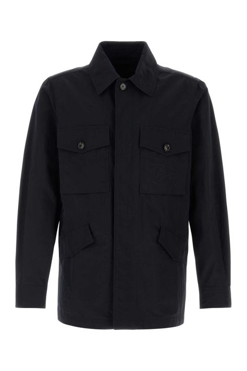 Nylon Overshirt with Chest Pockets Jacket — Navy
