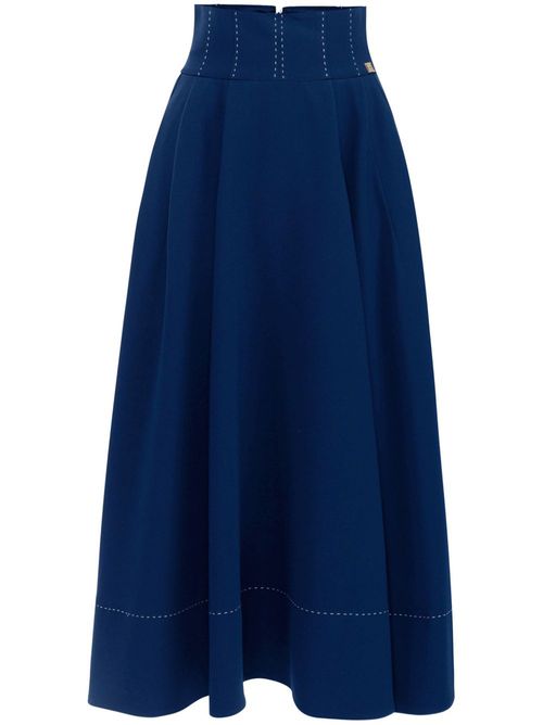 Crêpe flared skirt - Blue