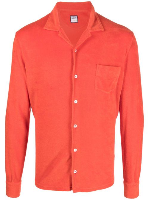 Terry-cloth cotton shirt - Orange