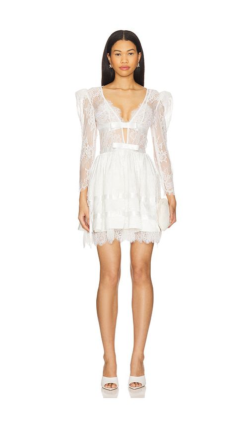 For Love & Lemons MINIKLEID AUS SPITZE ANNABELLE in White. Größe XL. Also in L