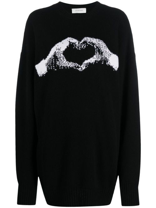 Intarsia-knit wool-blend jumper dress - Black