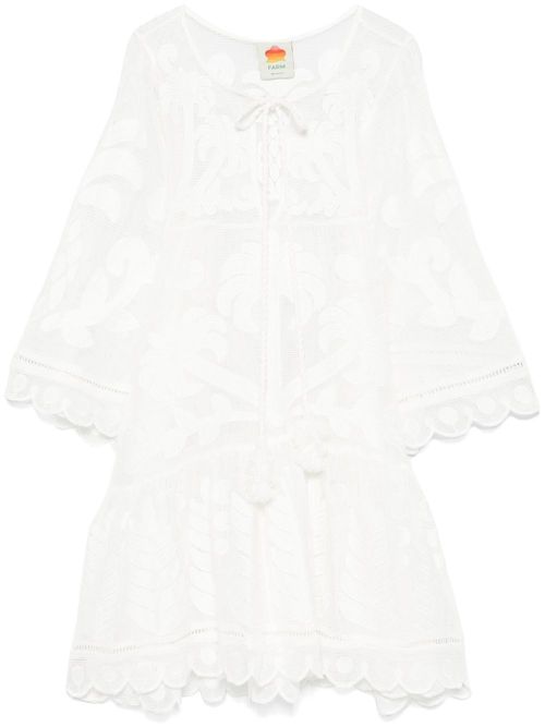 Motif-embroidered mini dress - White