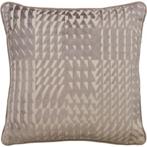 Park Taupe, Sustainable Feather, Cushion, 55cm x 55cm - Andrew Martin Velvet Geometric