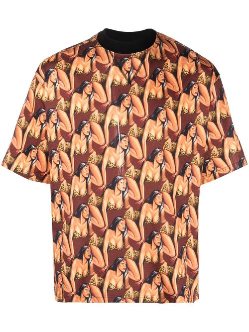 Graphic-print T-shirt - Brown