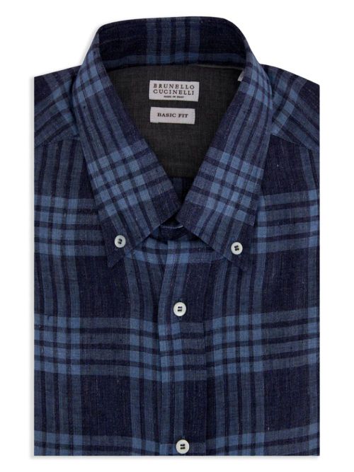 Brunello Cucinelli checked shirt - Blue