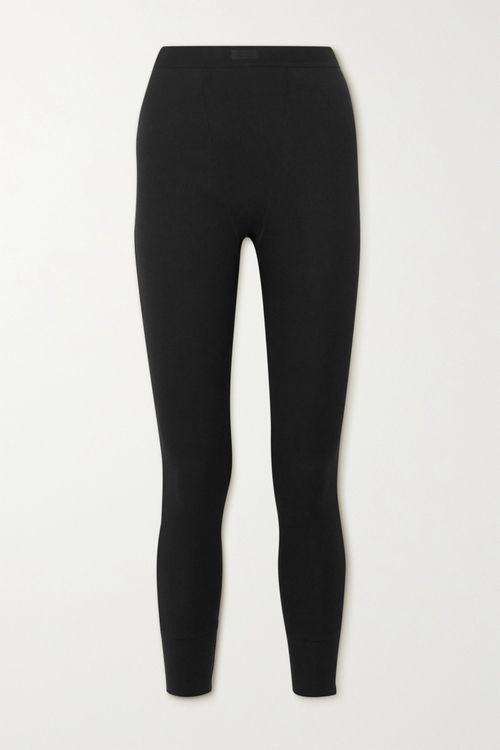 Thermal Ribbed Cotton-blend Leggings