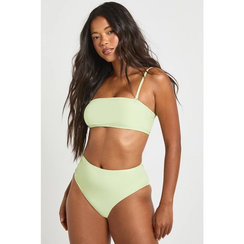Boohoo Women's Essentials High Waist Bikini Bottom in Pistachio