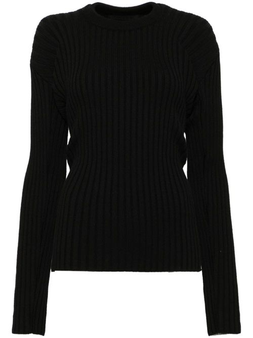 Double-collar bascule rib jumper - Black