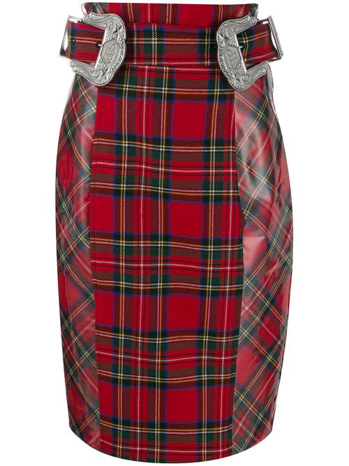 Tartan pencil skirt - Red