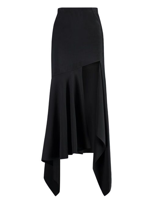Asymmetric-hem crepe skirt - Black