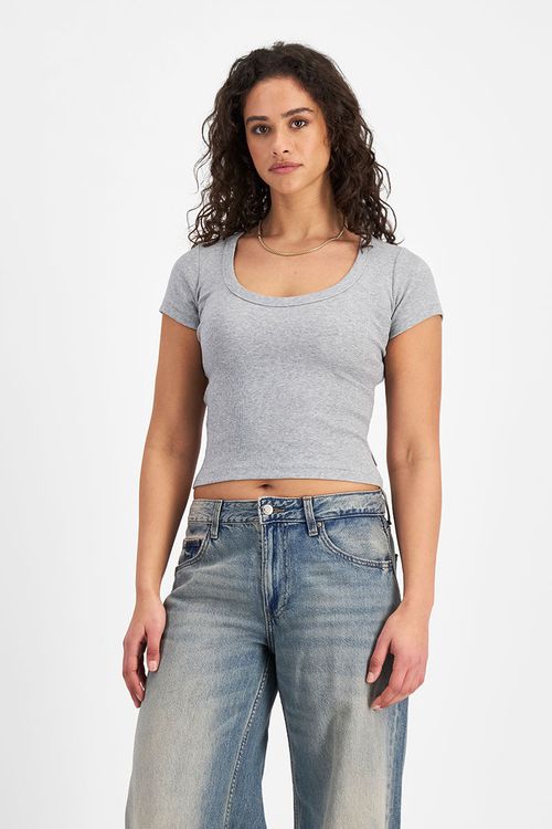 Women's Organic cotton Rib Scoop Tee in Electric Marle