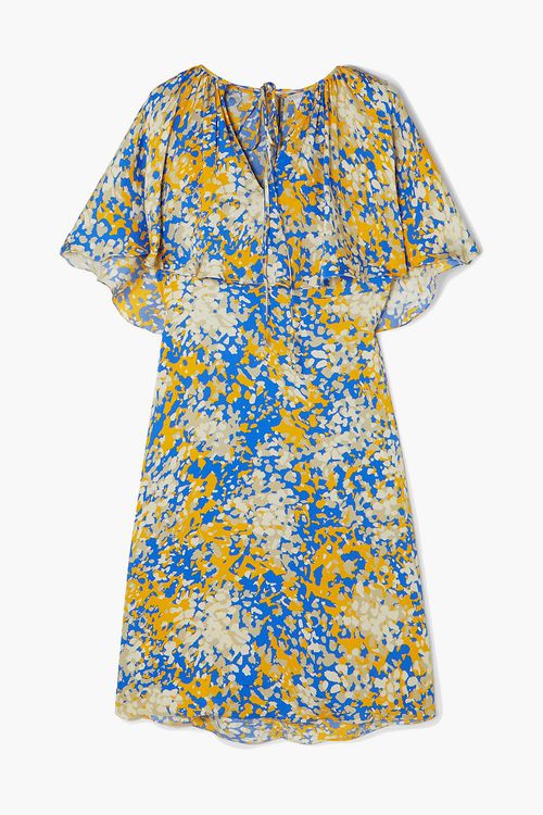 Printed cape-effect satin-crepe dress - Blue - IT 34