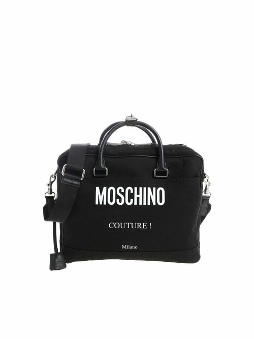 Black fabric handbag with padlock