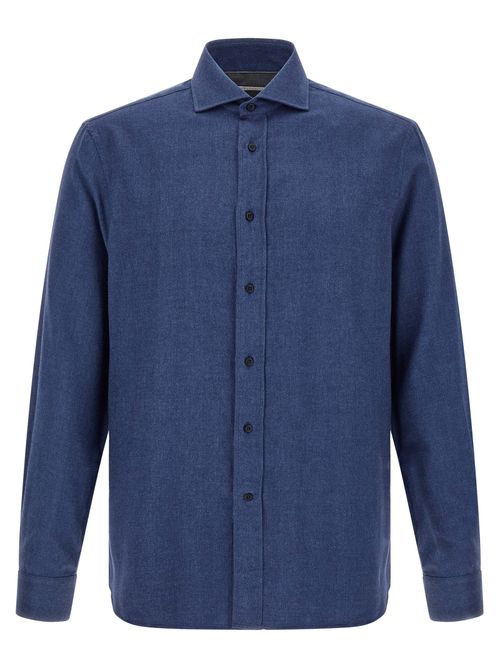 Herringbone Flannel Shirt — Blue