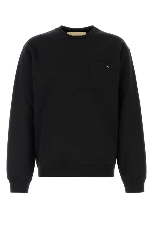 Cotton Crew-Neck Sweatshirt — Black