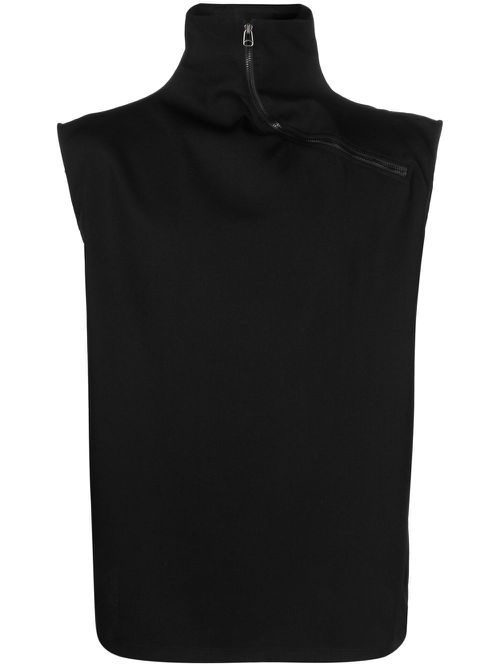 Sleeveless zip-up top - Black