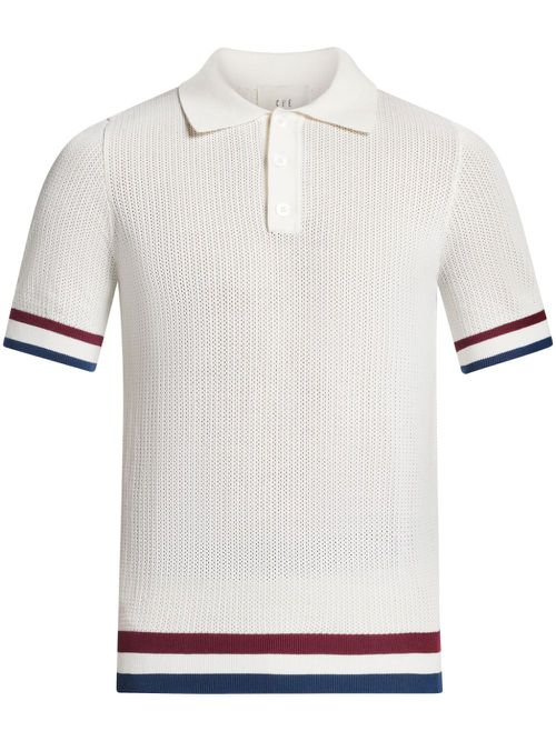 CHÉ stripe-trim polo shirt - Wit