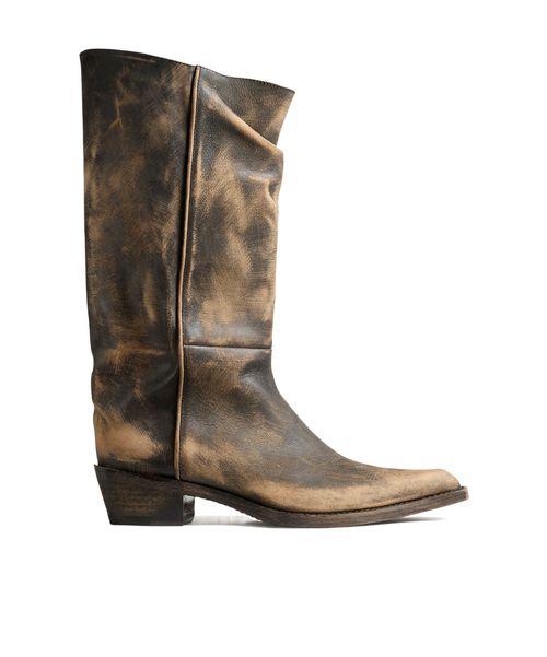 Pointed-Toe Distressed Boots