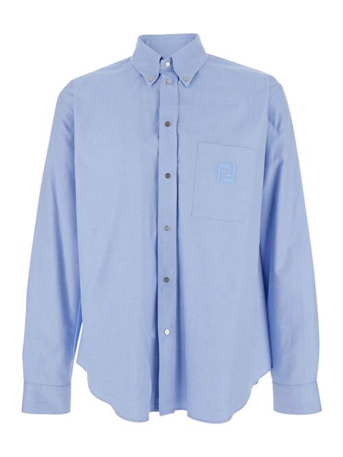 Light Cotton Button-Down Shirt with Embroidered Details