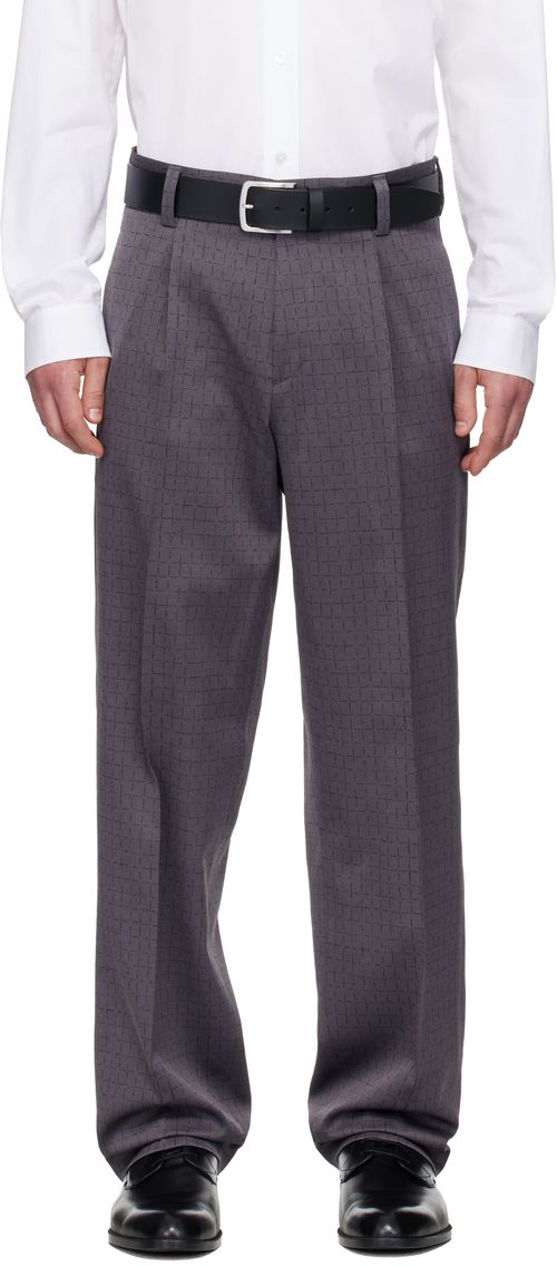 Gray Checked Modern-Fit Trousers