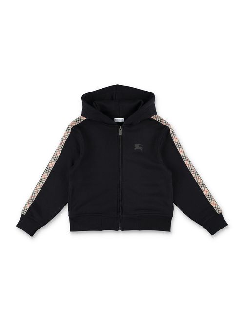 Check Trim Cotton Zip Hoodie