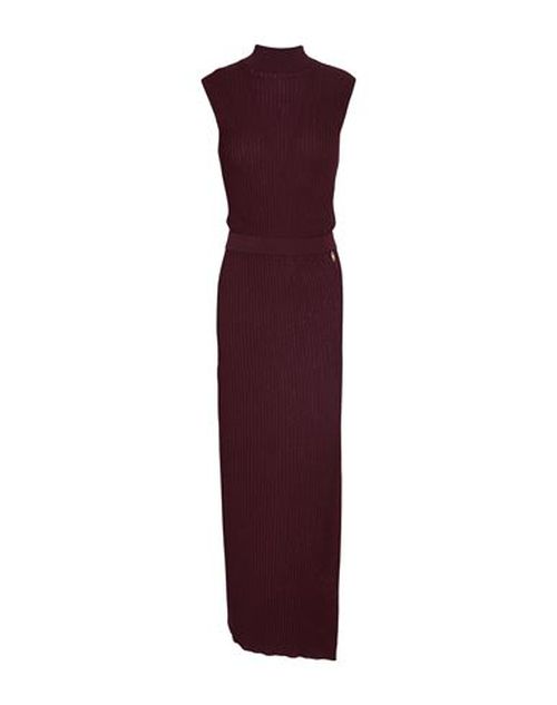 Woman Maxi dress Burgundy Size 10 Viscose, Polyester, Metallic Polyester