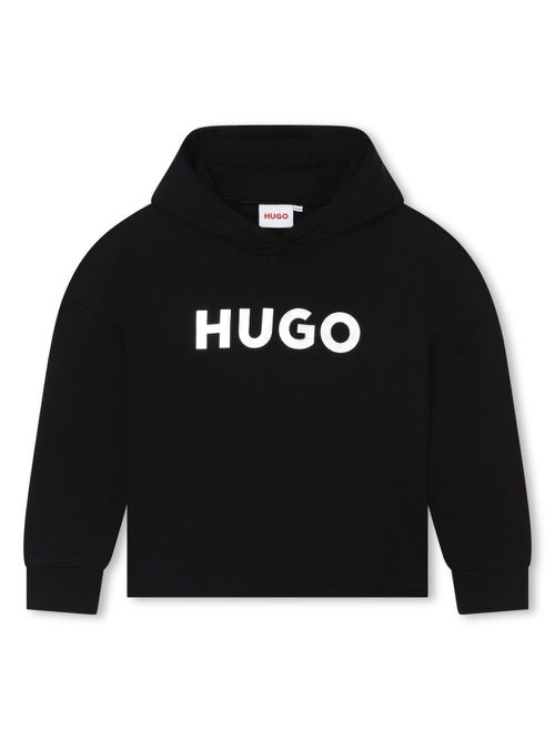Logo-print drop-shoulder hoodie - Black