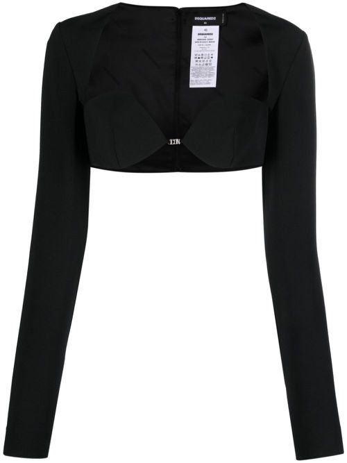 Long-sleeved cropped top - Black