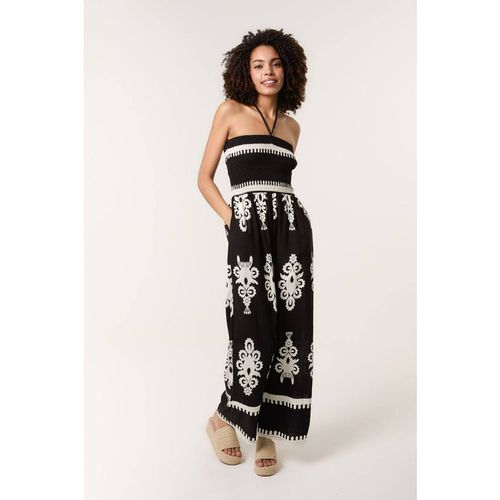 Blue Vanilla Women's Black Halter Neck Shirred Waist Jumpsuit | : Small/Mediu