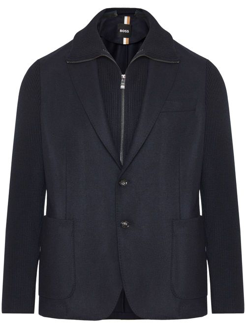 Knitted-panels blazer - Blue