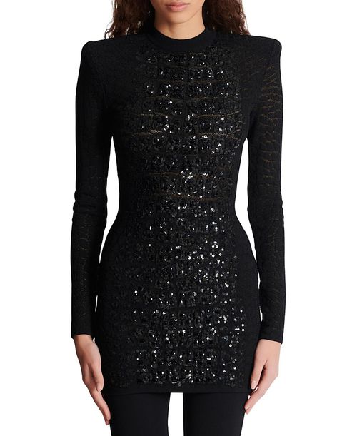 Short Sequin Dress in Crocodile Knit