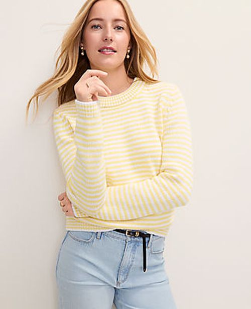Ann Taylor Weekend Striped Crew Neck Sweater