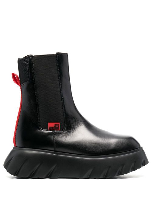 Logo-patch ankle boots - Black