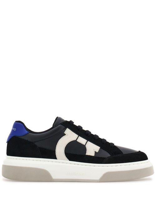 Gancini panelled leather sneakers - Multicolour