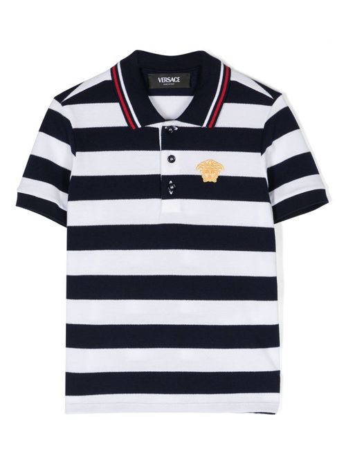 Nautical Stripe cotton polo shirt - Blue