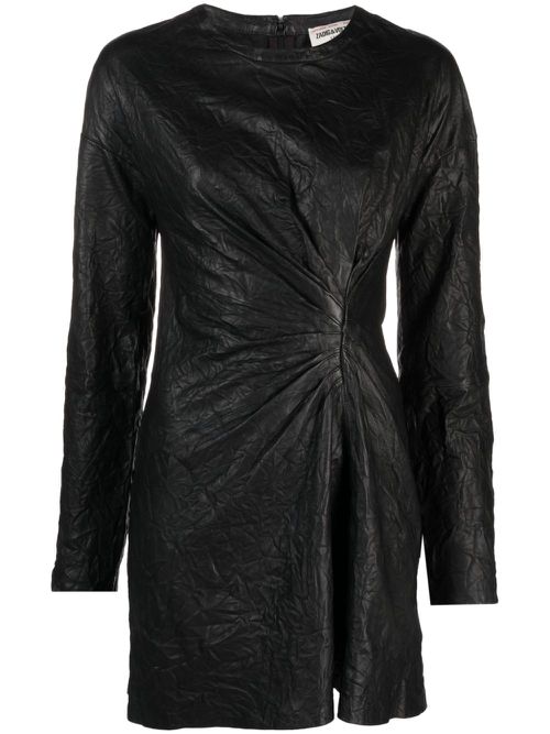 Rixina gathered leather minidress - Black
