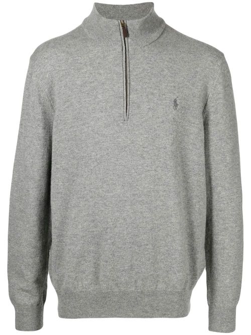 Logo-embroidered knitted jumper - Grey