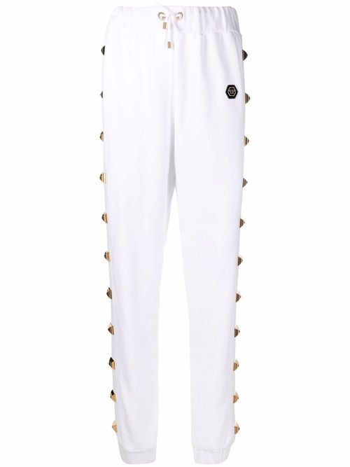 Studded track pants - White