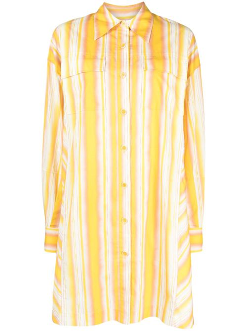 Striped cotton shirt dress - Yellow