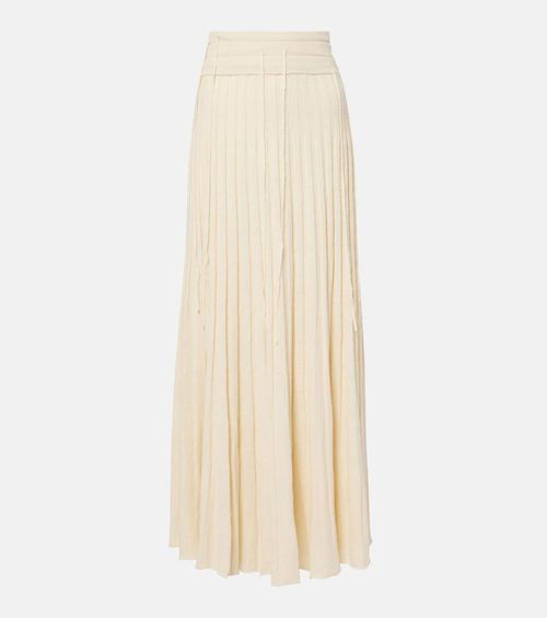 Linen and silk-blend maxi skirt