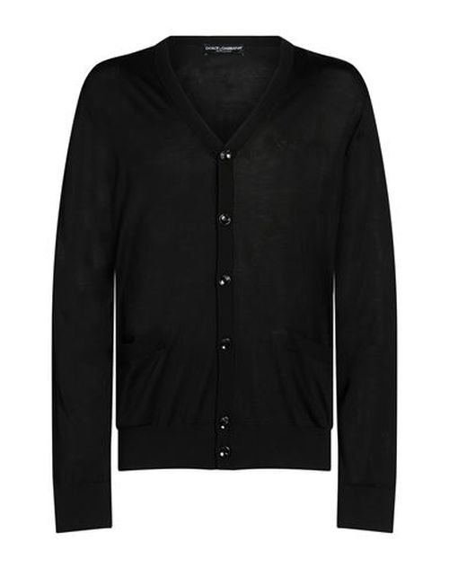 Man Cardigan Black Size 42 Silk