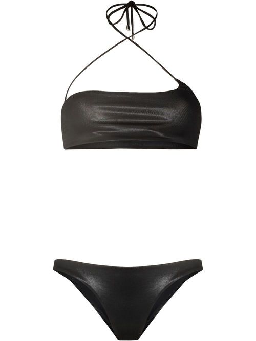 Crossover-strap detail bikini set - Black